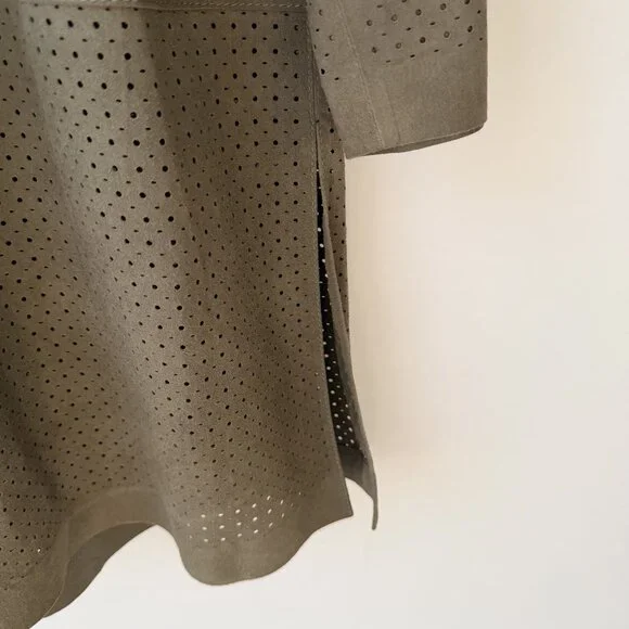 Lafayette 148 New York Leather Zip-Front Jacket – Olive Green (Size M) - Picture 8 of 9